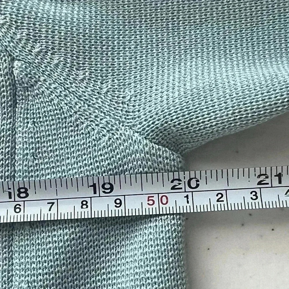 EILEEN FISHER Sz M Open Sweater Cardigan Jacket Capri Blue Silk Organic Cotton - Picture 14 of 16